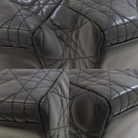 Christian Dior Lady 2way Cannage quilted handbag calfskin Black